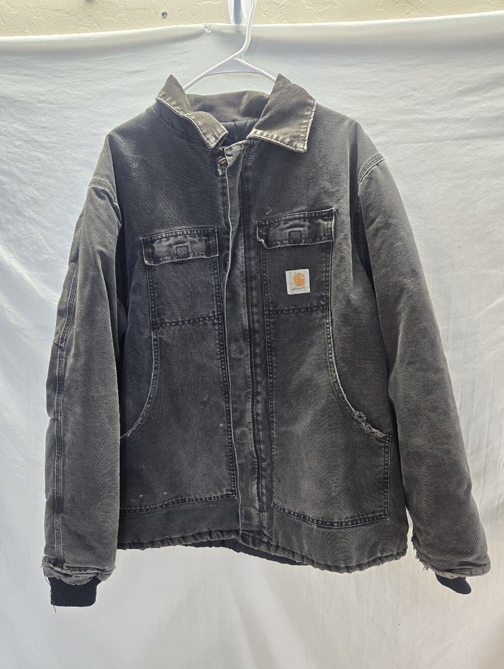 Vintage Carhartt Men's XL Faded Black Distressed Quilted Lined Arctic Jacket